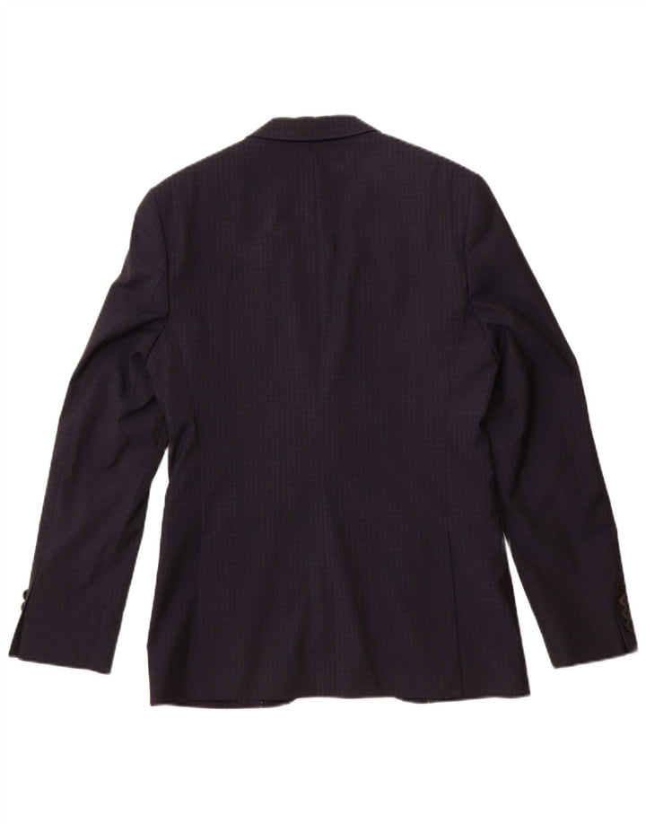 JAEGER Blazerjakke til mænd med 2 knapper UK 36 Lille marineblå ternet uld
