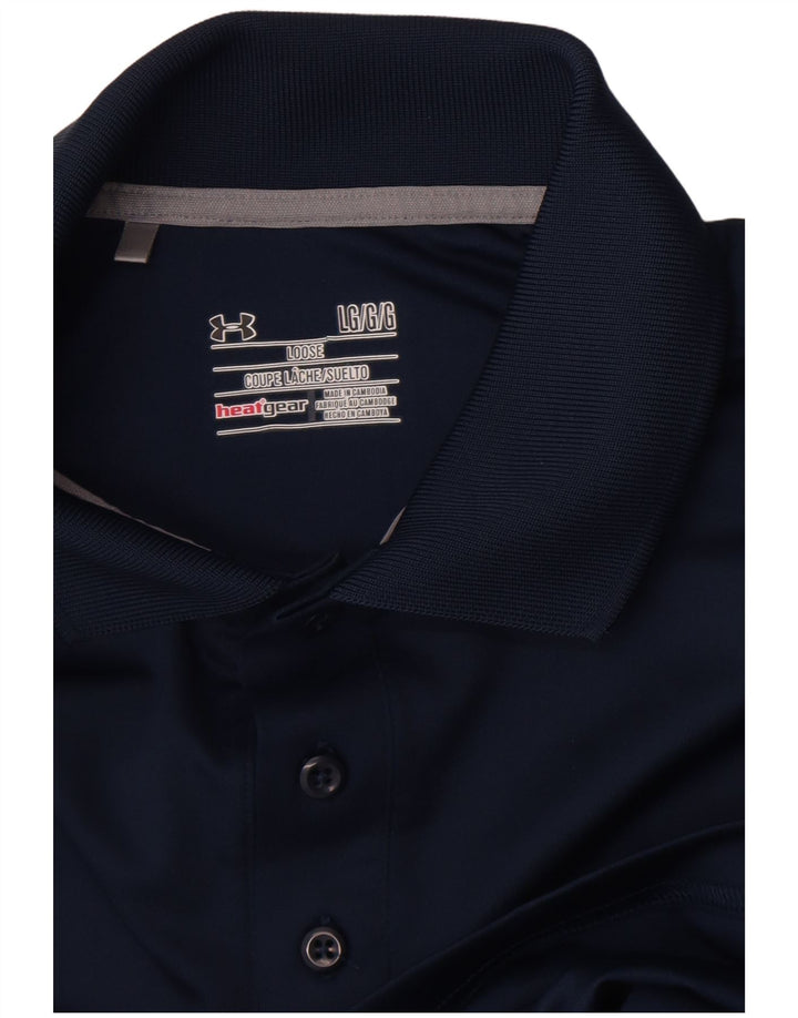 Under Armour Herre Heat Gear Polo Shirt Large Navy Blue