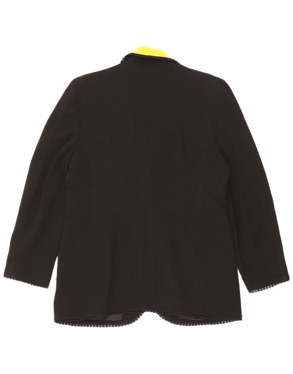 Vintage Dame 1 Knap Blazer Jacket UK 14 Large Black Colourblock Acetate