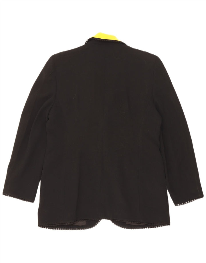 Vintage Dame 1 Knap Blazer Jacket UK 14 Large Black Colourblock Acetate