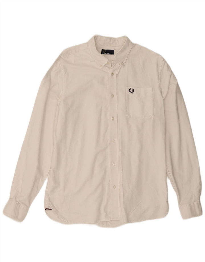 Fred Perry herreskjorte stor hvid bomuld