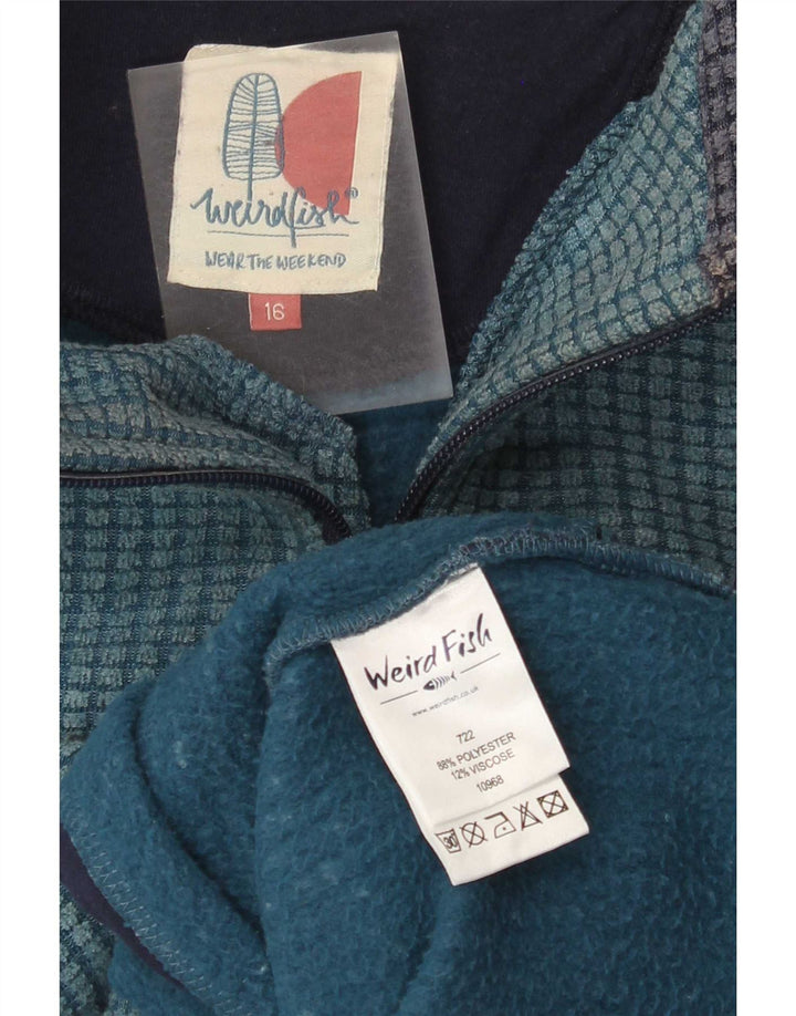 Weird Fish Womens Zip Neck Fleece Jumper UK 16 Large Blue Polyester