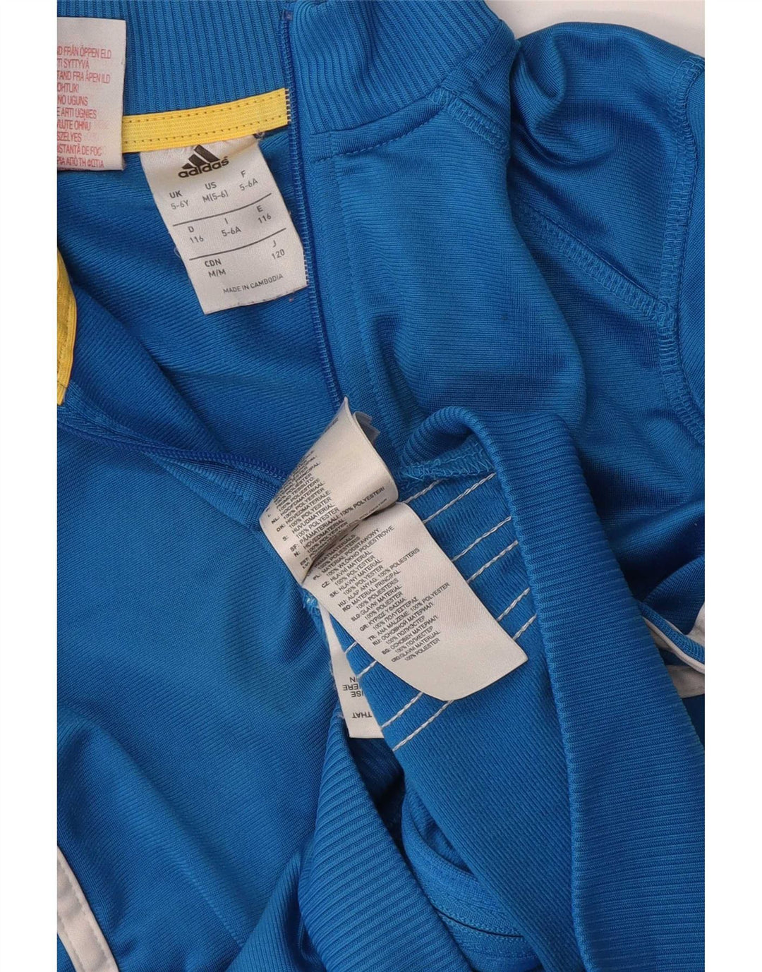 Adidas Drenge Træningsdragt Topjakke 5-6 År Blå Polyester