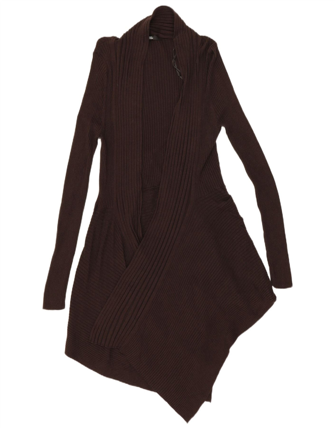 MARKS & SPENCER Dame Longline Open Cardigan Sweater UK 12 Medium Brown