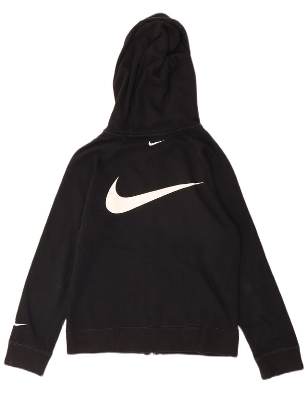 Nike Girls Swoosh grafisk hættetrøje med lynlås 10-11 år Medium Sort