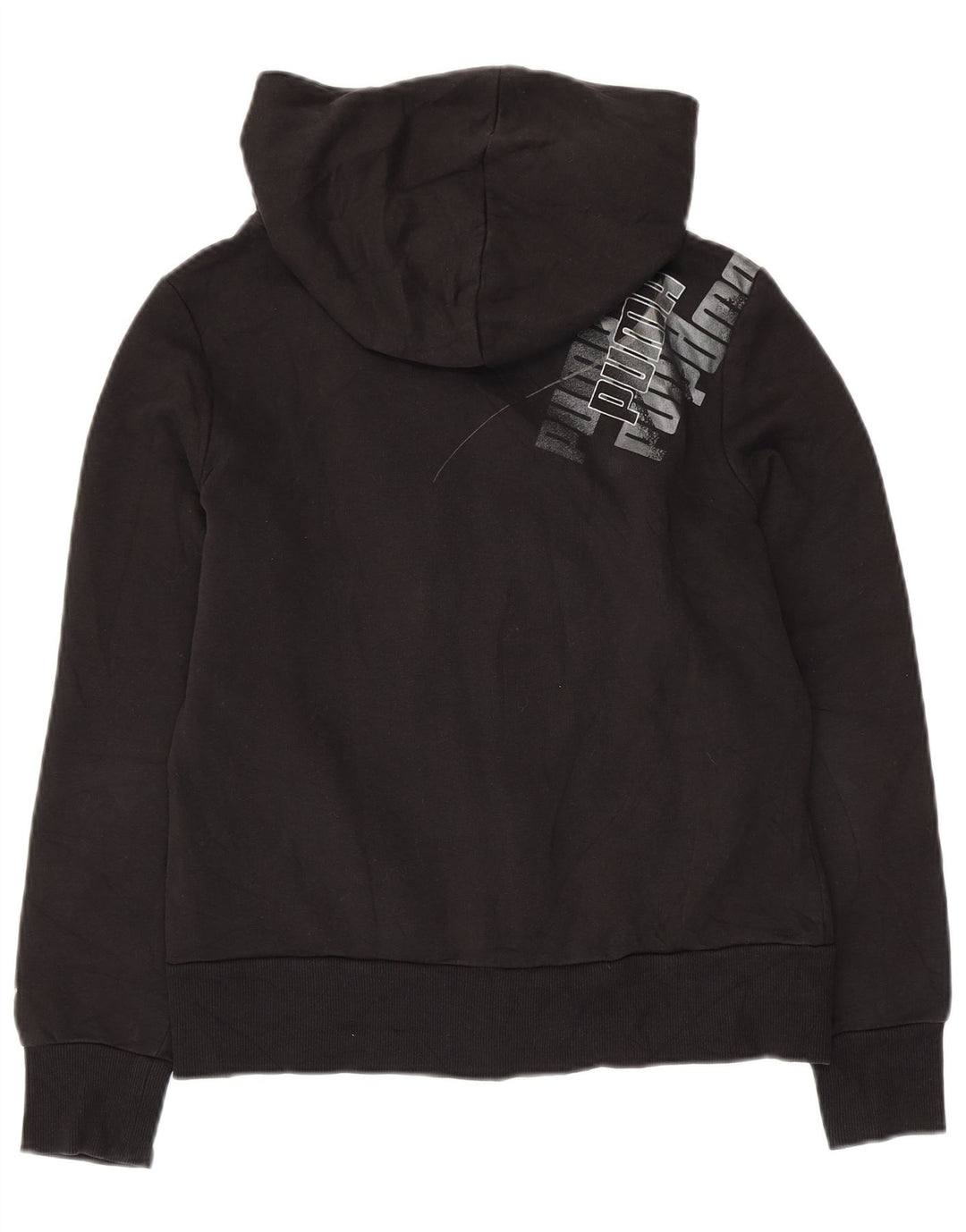 PUMA Grafisk hættetrøje med lynlås til kvinder UK 14 Stor sort bomuld