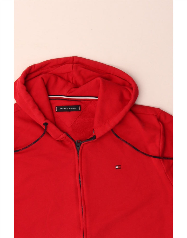 Tommy Hilfiger Herre grafisk hættetrøje med lynlås Medium rød bomuld