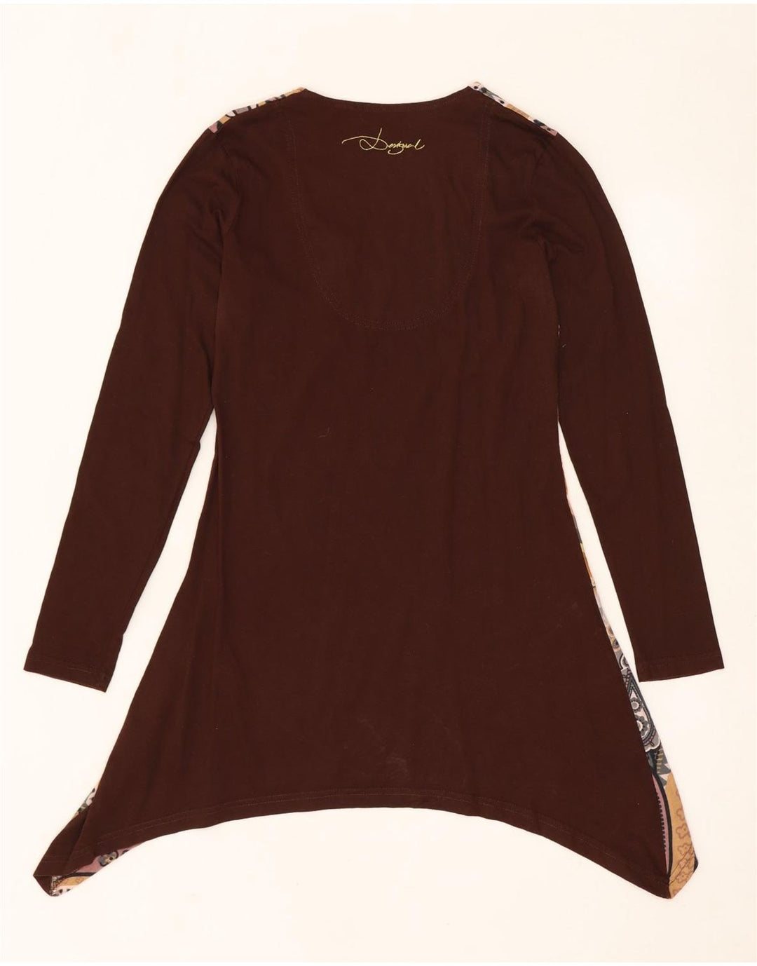 DESIGUAL Kvinders grafisk asymmetrisk tunikakjole UK 10 Small Brown Floral