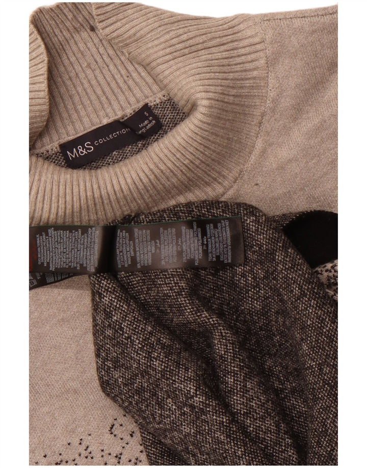 Marks & Spencer Dame Turtle Neck Jumper Sweater UK 10 Small Grey Flecked