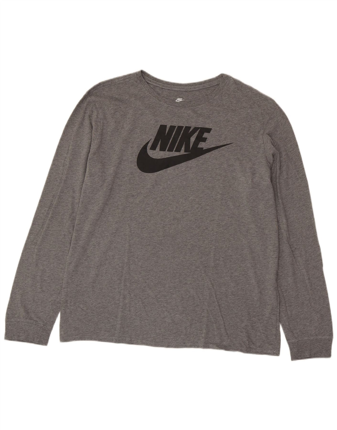 NIKE Herre Athletic Cut Grafisk Top Langærmet XL Grå Flecked