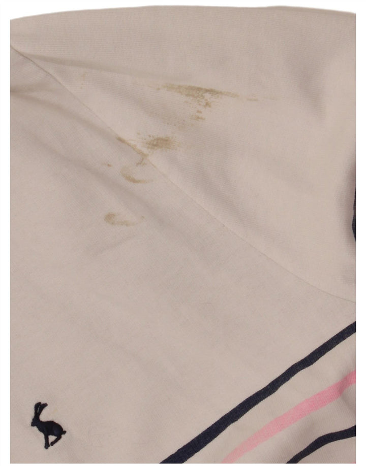 JOULES Dame Button Neck Sweatshirt Jumper UK 20 2XL Hvid Stribet