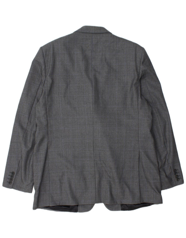 AQUASCUTUM Herre 3-knaps blazerjakke UK 48 4XL Grå ternet uld