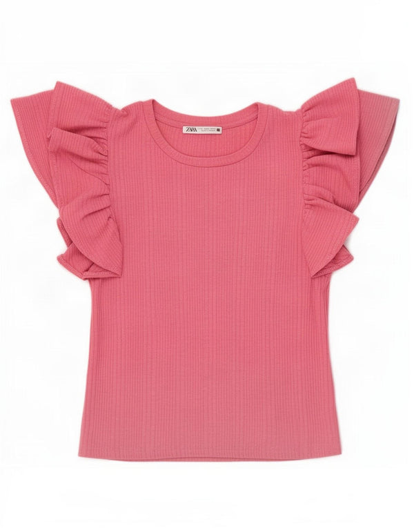 Zara Womens Crop Bluse Top UK 8 Small Pink