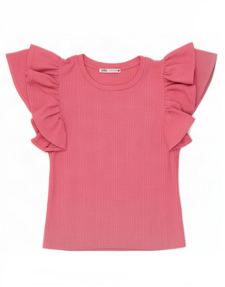 Zara Womens Crop Bluse Top UK 8 Small Pink