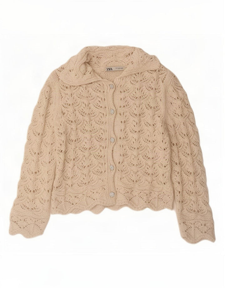 Zara Dame Cardigan Sweater UK 14 Medium White