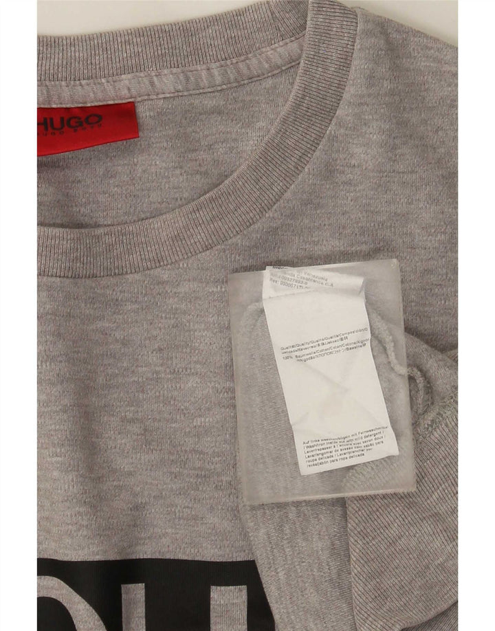 Hugo Boss Herre Grafisk Sweatshirt Jumper Stor Grå Bomuld