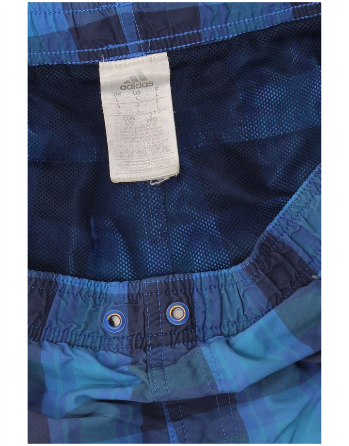 ADIDAS Badeshorts til mænd store blå ternet nylon