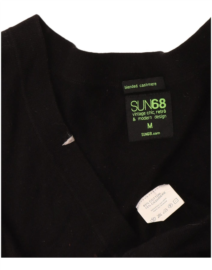 Sun68 Dame Longline Cardigan Sweater UK 12 Medium Sort Bomuld