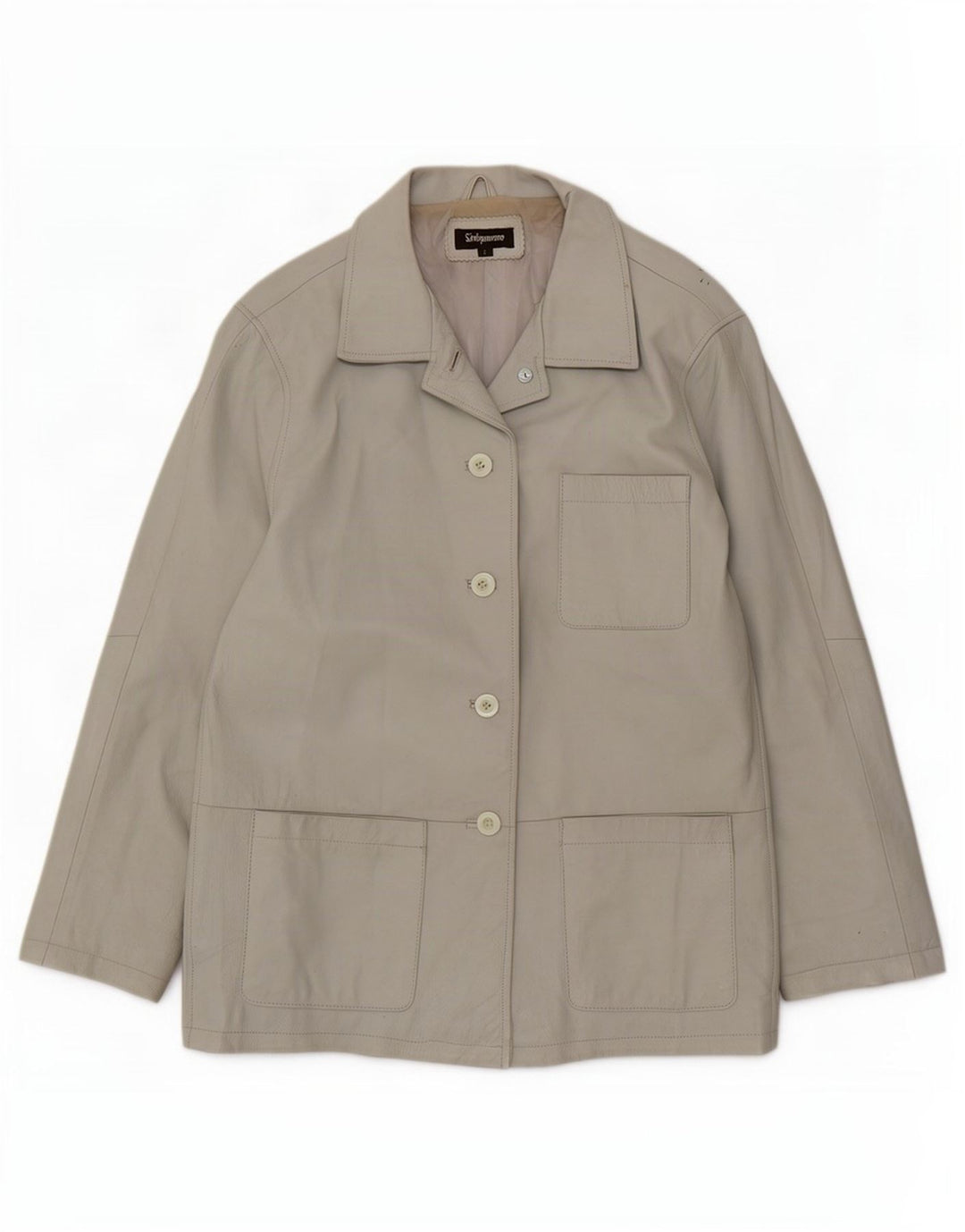 Sinequanone Dame Oversized Læder Utility Jacket UK 10 Small Grey