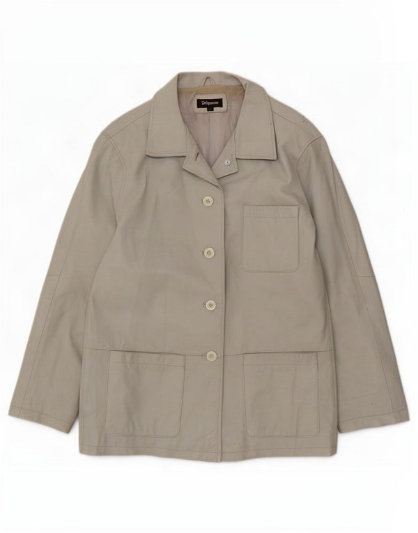 Sinequanone Dame Oversized Læder Utility Jacket UK 10 Small Grey