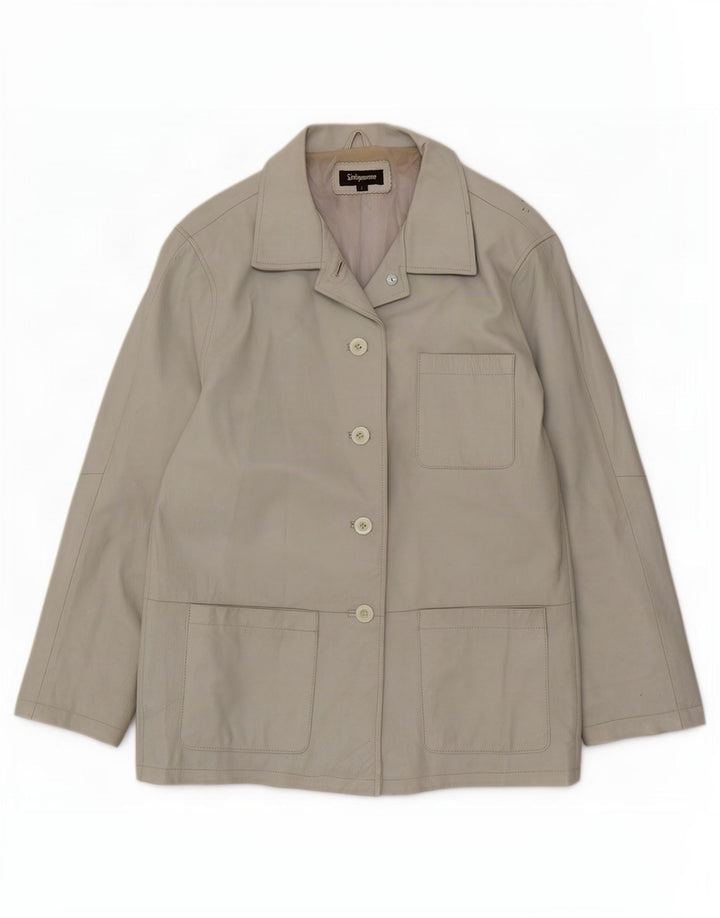 Sinequanone Dame Oversized Læder Utility Jacket UK 10 Small Grey