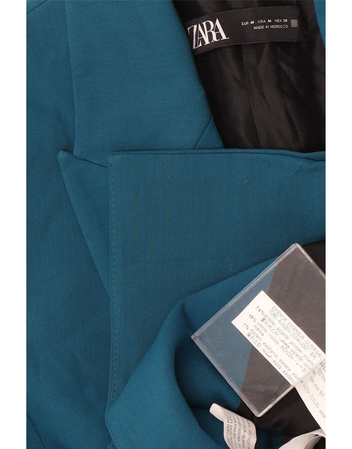 Zara Dame Dobbeltradet Blazer Jacket UK 12 Medium Blue Polyester