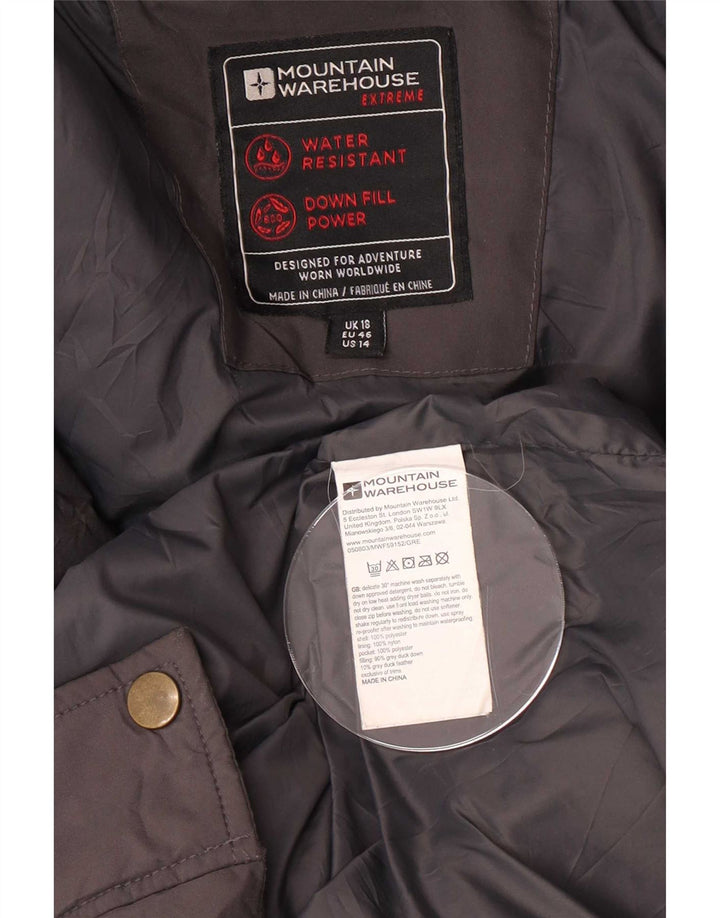 Mountain Warehouse Dame Hætte Polstret Frakke UK 18 XL Grå Polyester