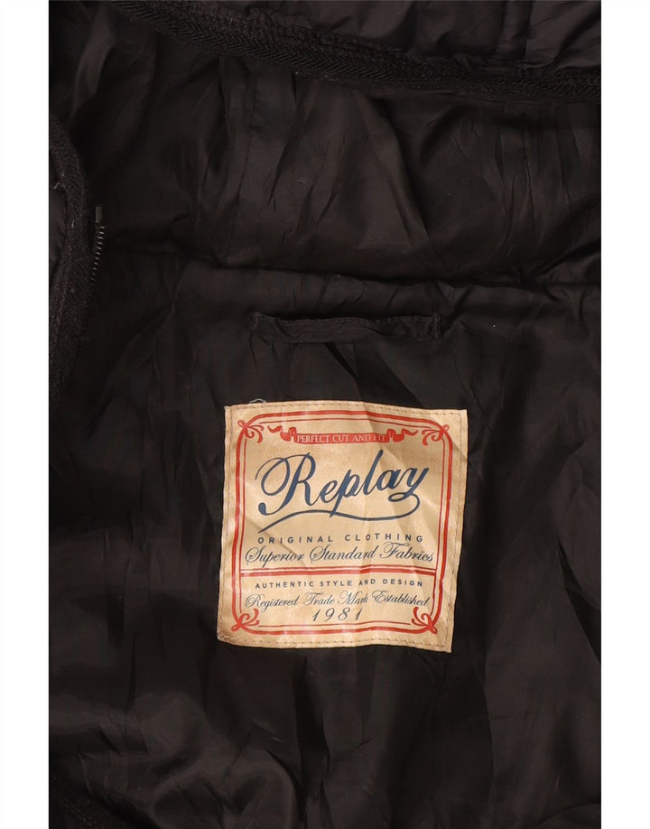 Replay Dame hættepolstret jakke UK 12 Medium Black