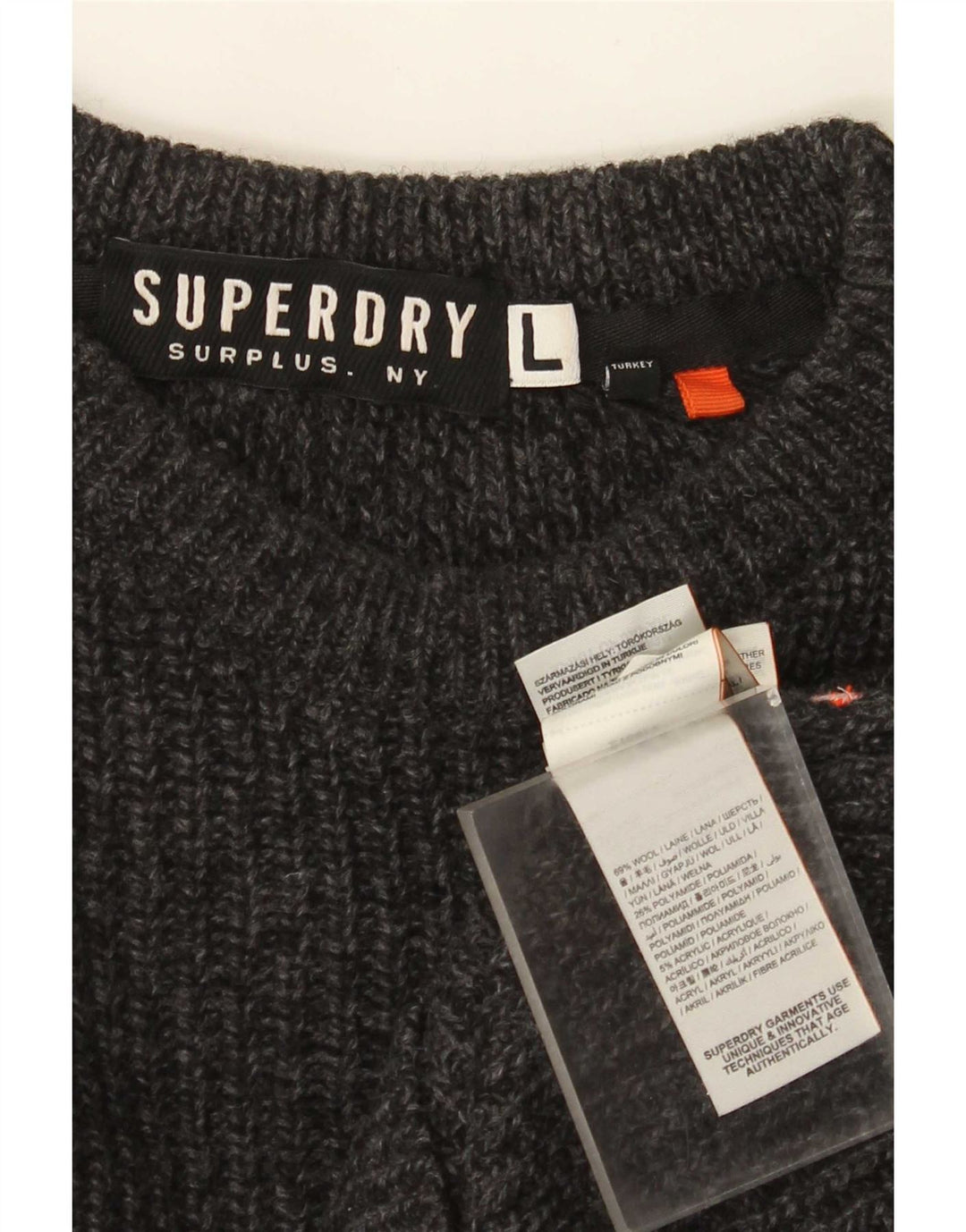 Superdry Herre Boat Neck Jumper Sweater Stor Grå Uld