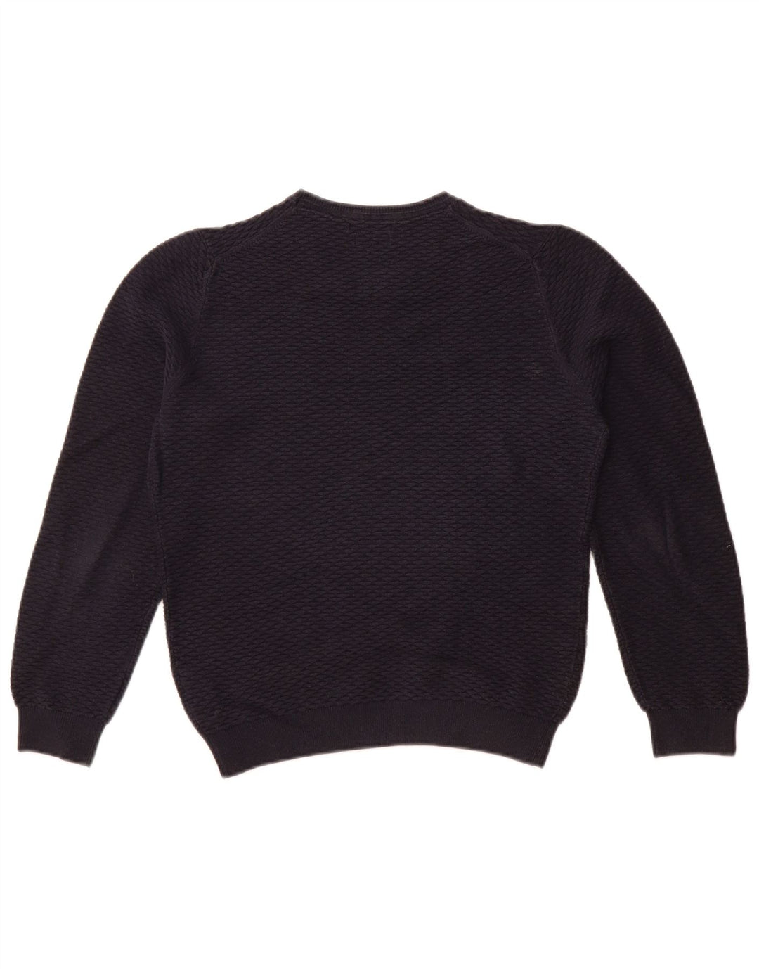 MASSIMO DUTTI Dame Boat Neck Jumper Sweater UK 10 Small Navy Blue Bomuld