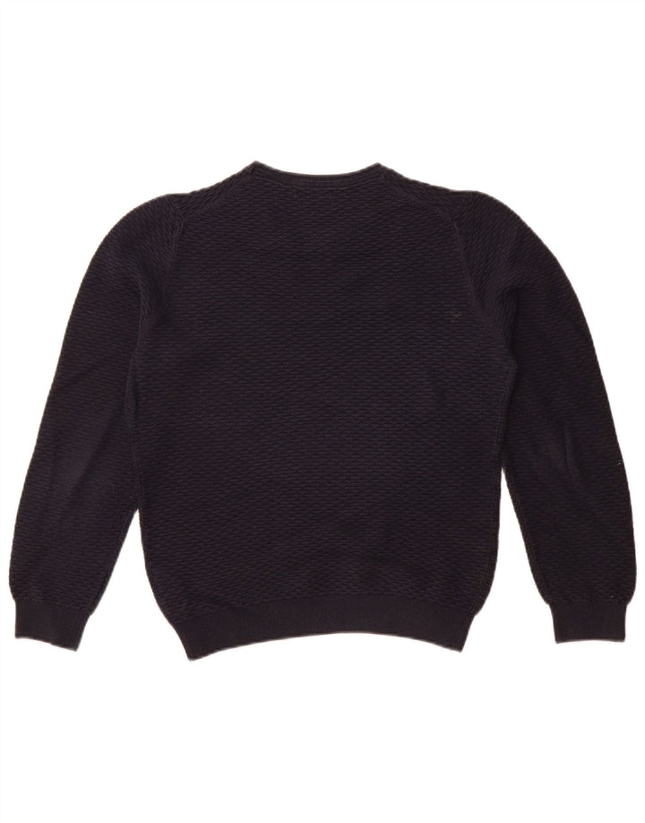 MASSIMO DUTTI Dame Boat Neck Jumper Sweater UK 10 Small Navy Blue Bomuld