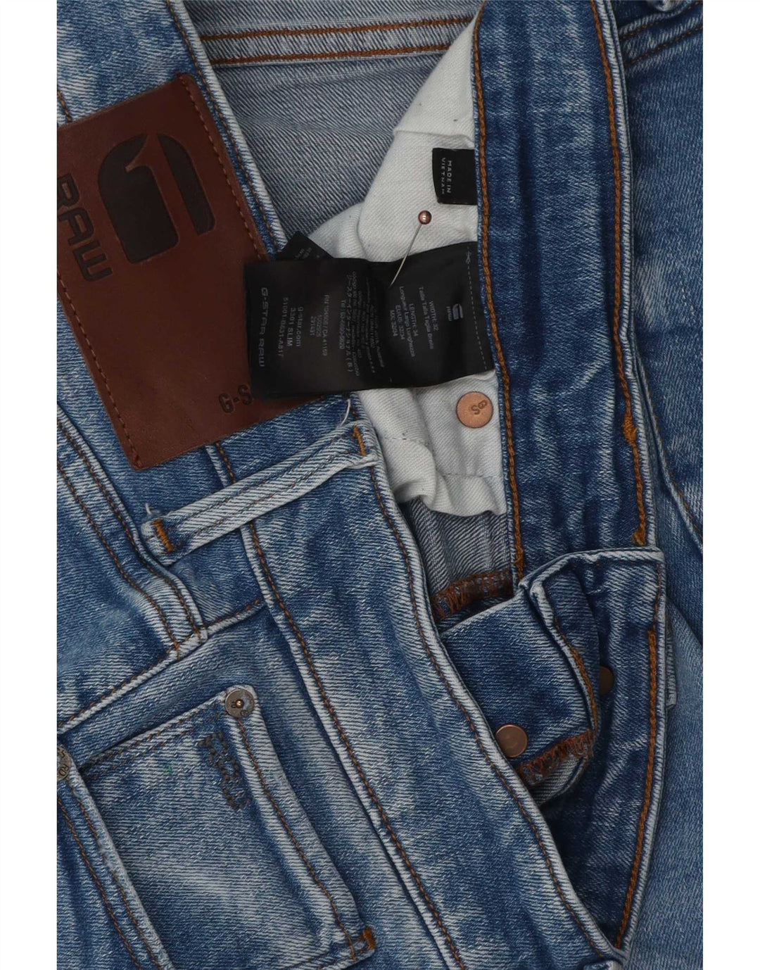 G-Star Herre 3301 Slim Jeans W32 L34 Blå Bomuld