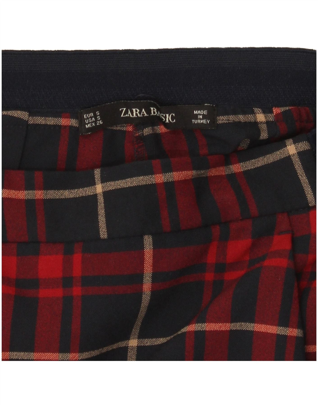 Zara Dame Slim Casual Bukser Små W26 L27 Rød Plaid