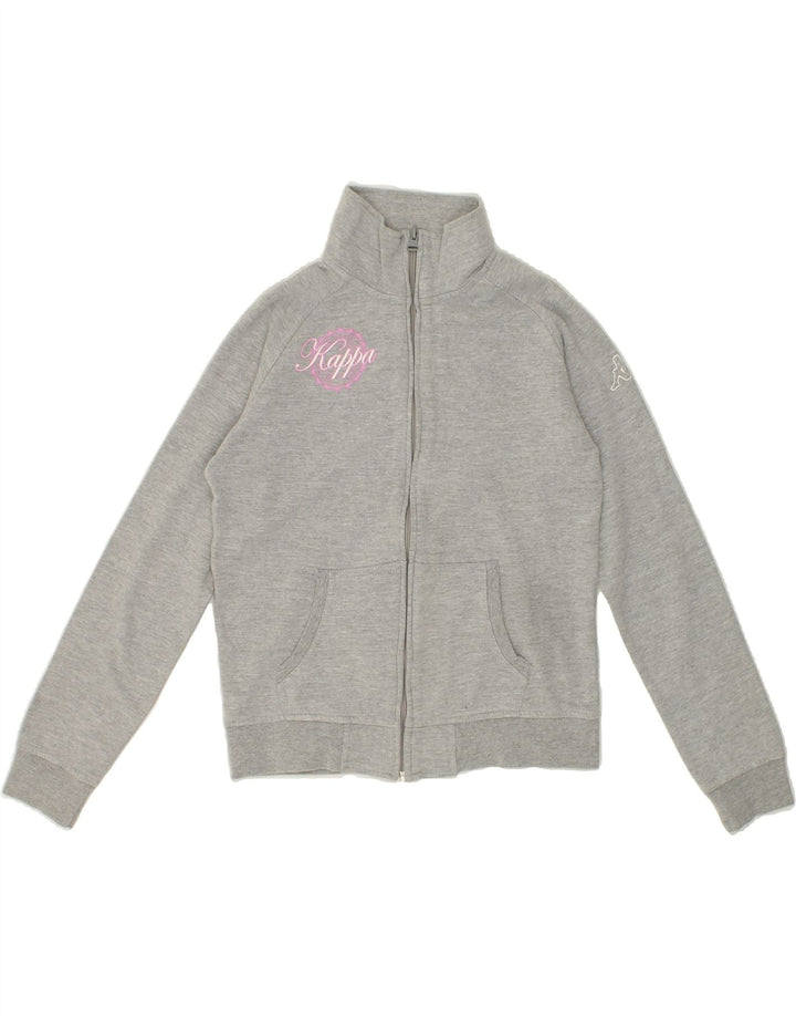 KAPPA Womens Crop Tracksuit Top Jacket UK 10 Small Grey Cotton Vintage Kappa and Second-Hand Kappa from Messina Hembry 