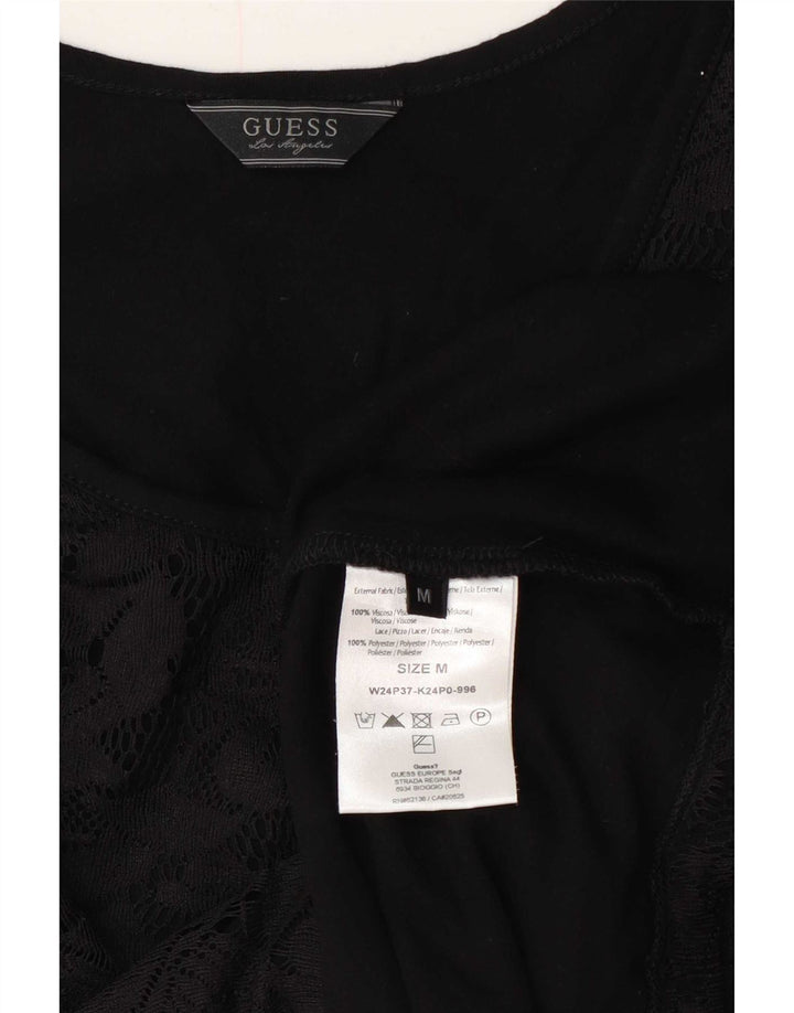 Guess Dame Blondevest Top UK 14 Medium Black Floral Viscose