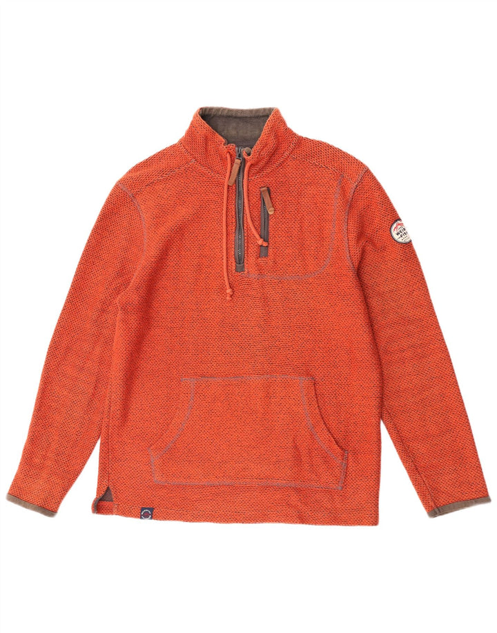 Weird Fish Herre Zip Neck Jumper Sweater Stor Orange Bomuld