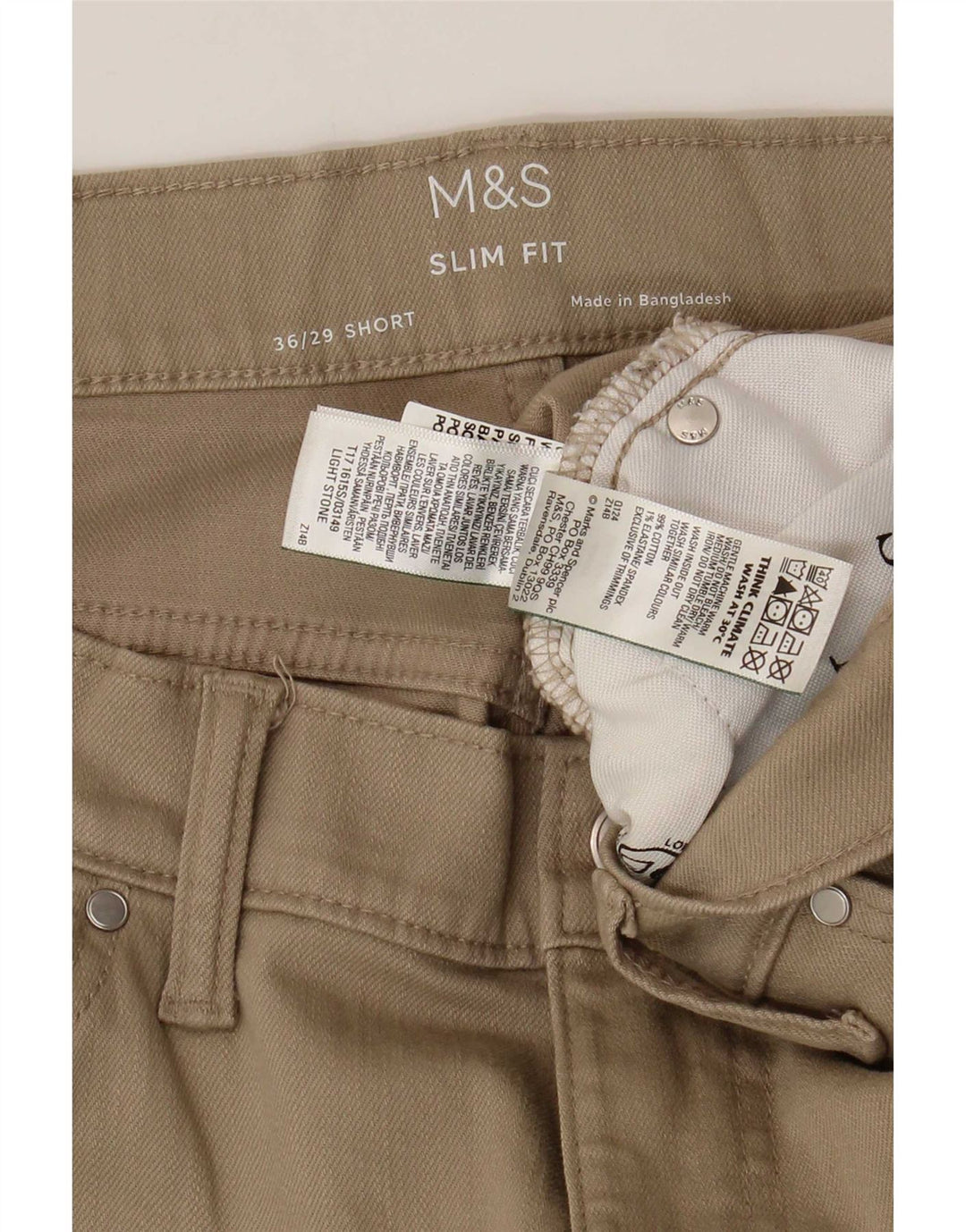 Marks & Spencer Herre Slim Jeans W36 L29 Beige Bomuld