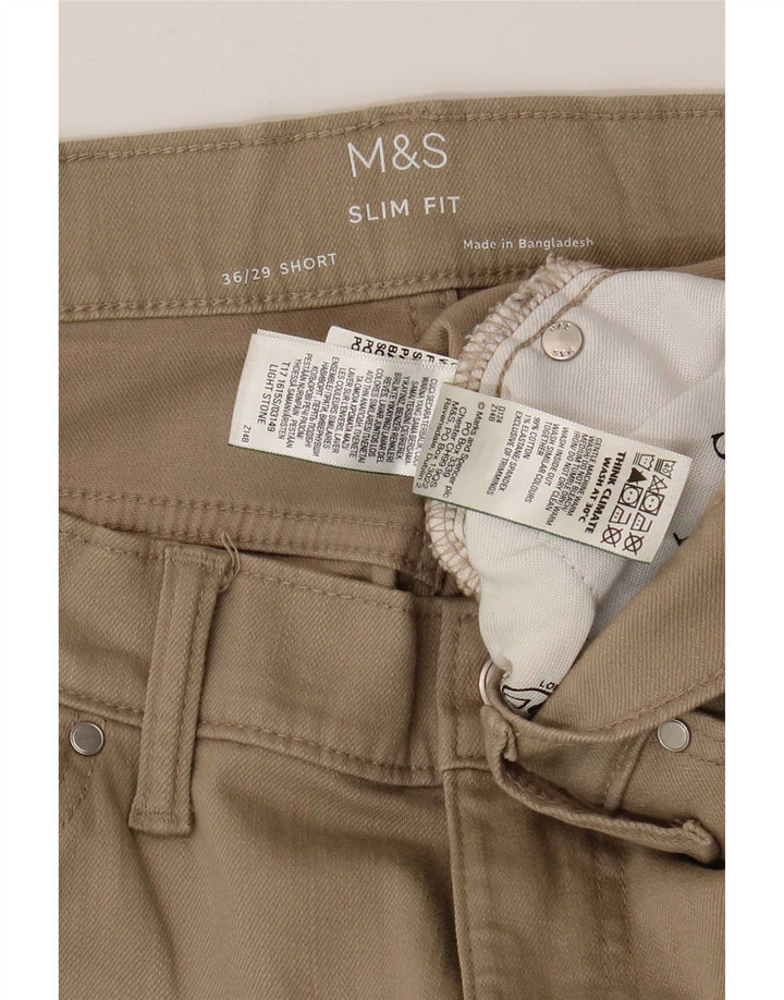 Marks & Spencer Herre Slim Jeans W36 L29 Beige Bomuld