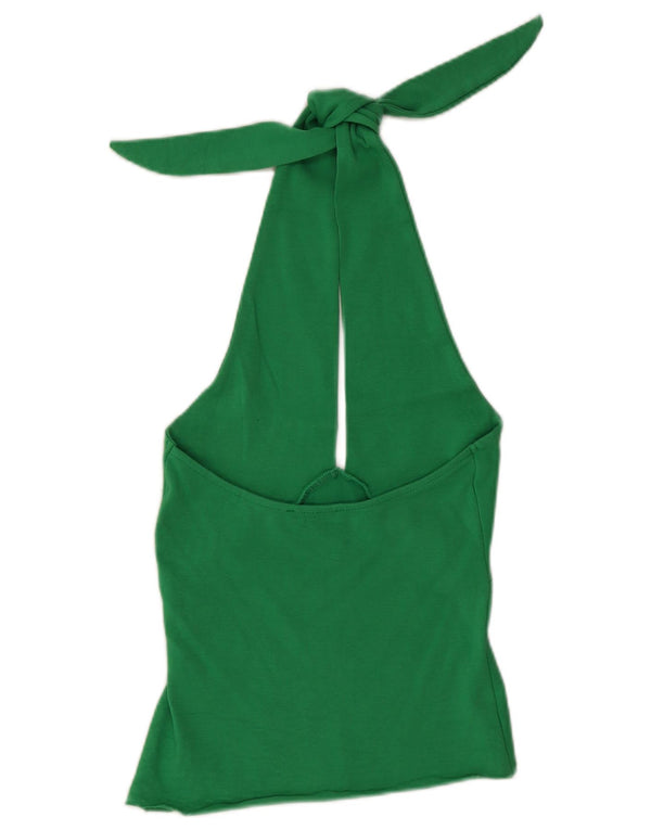 Zara Womens Crop Halter Top UK 12 Medium Green Bomuld