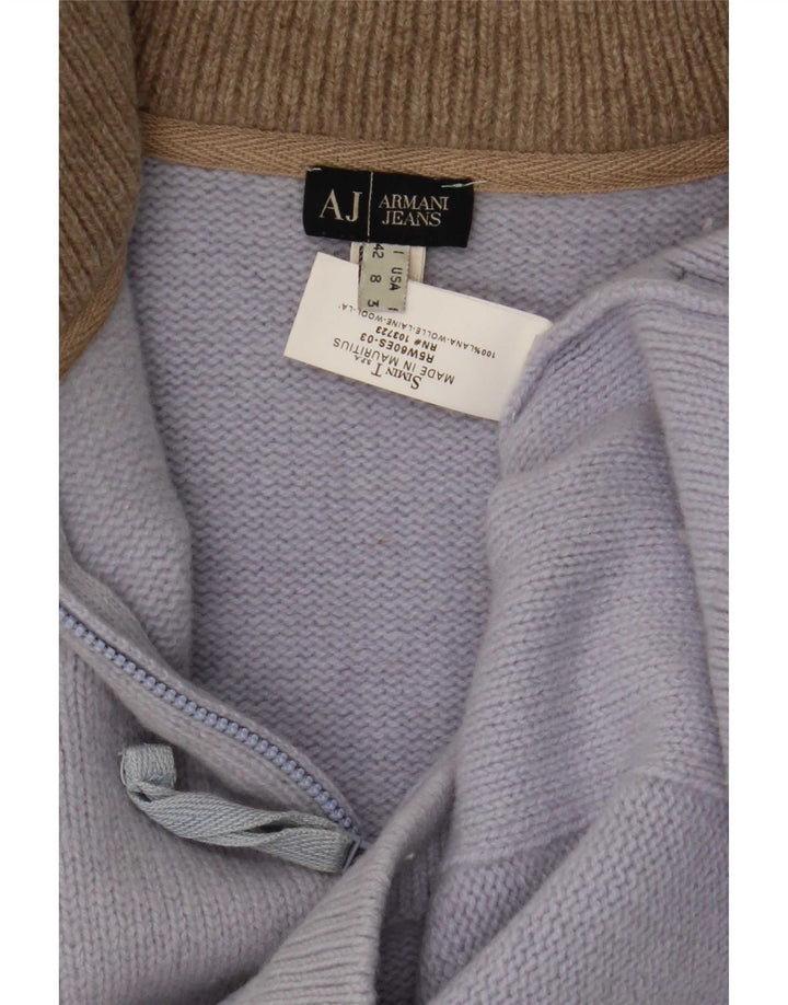 Armani Jeans Dame Crop Zip Neck Jumper Sweater IT 42 Medium Blue Wool