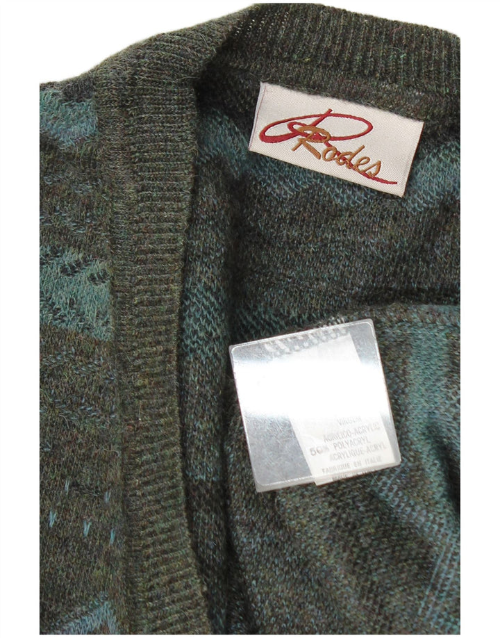 Rodes Herre V-hals sweater XL Grøn Geometrisk Uld