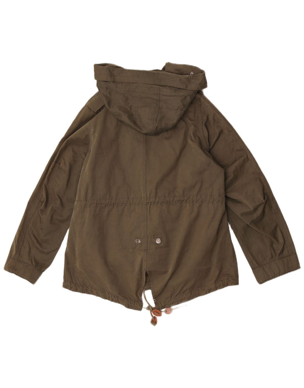 Zara Dame Hooded Parka Jacket UK 36 Small Green Nylon