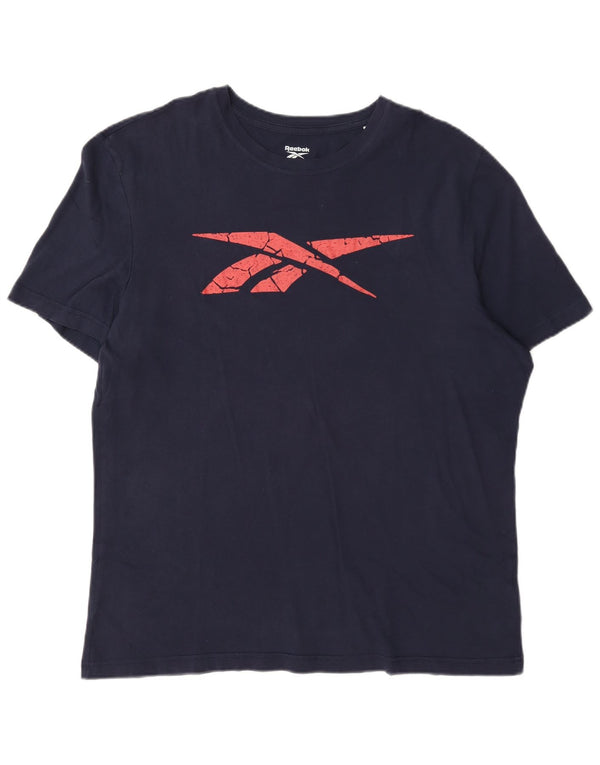 Reebok Herre grafisk T-shirt top XL marineblå bomuld