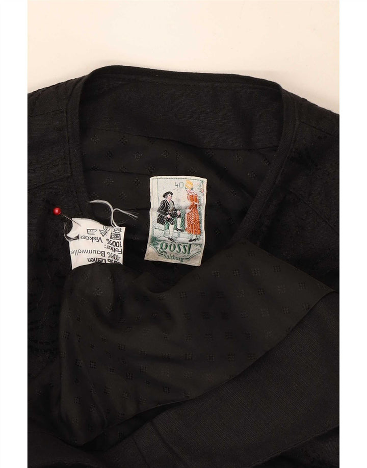 Gossl Dame Trachten Crop Cardigan Top EU 40 Medium Sort Linned