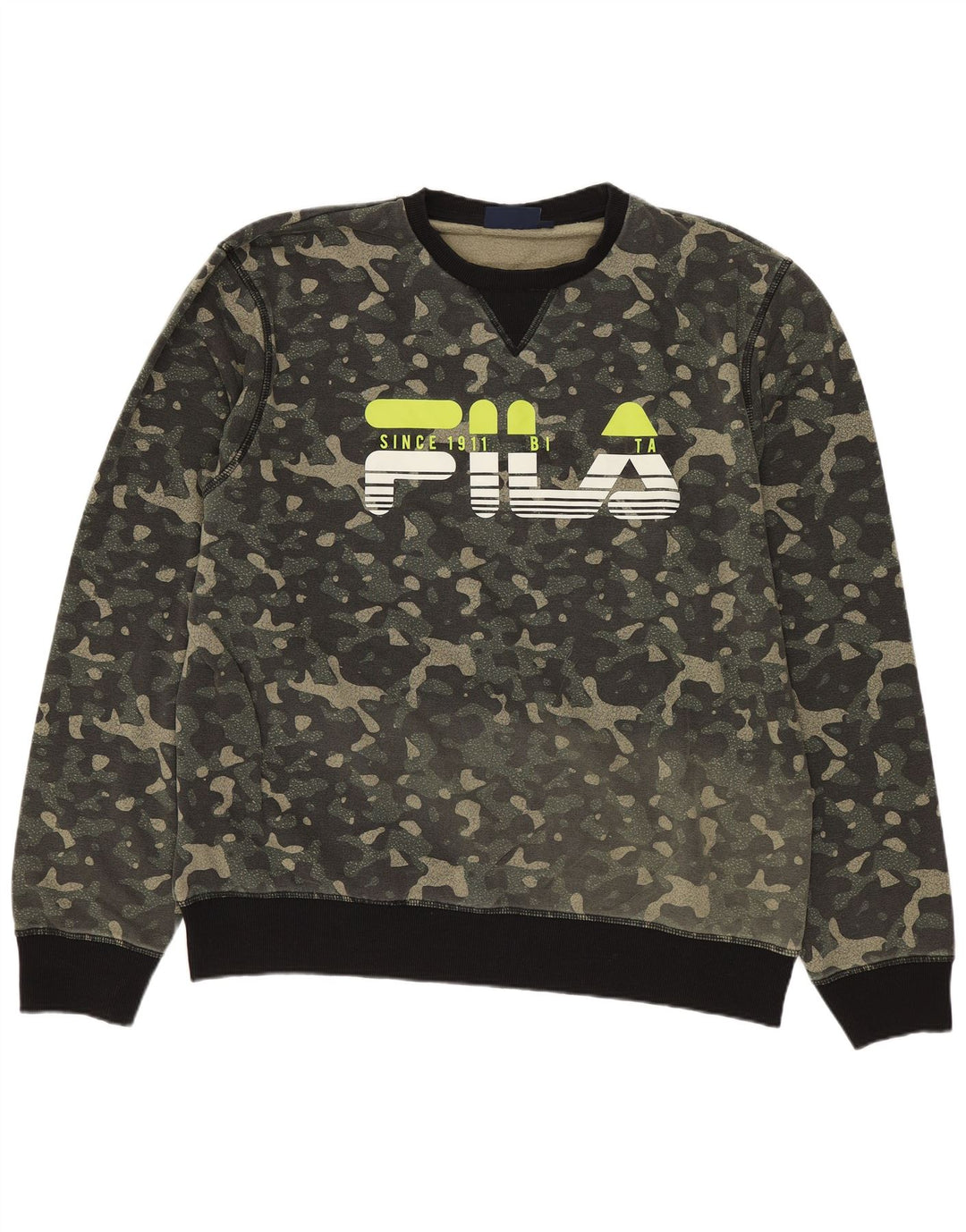 Fila Herre Grafisk Sweatshirt Jumper XL Khaki Camouflage Bomuld