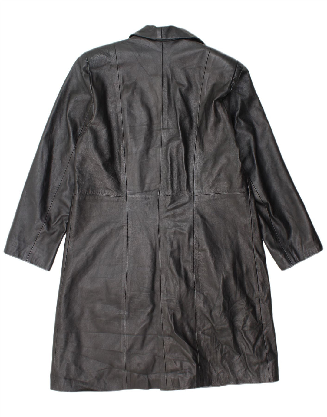 VINTAGE læderfrakke til kvinder UK 18 XL sort læder