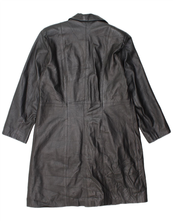 VINTAGE læderfrakke til kvinder UK 18 XL sort læder