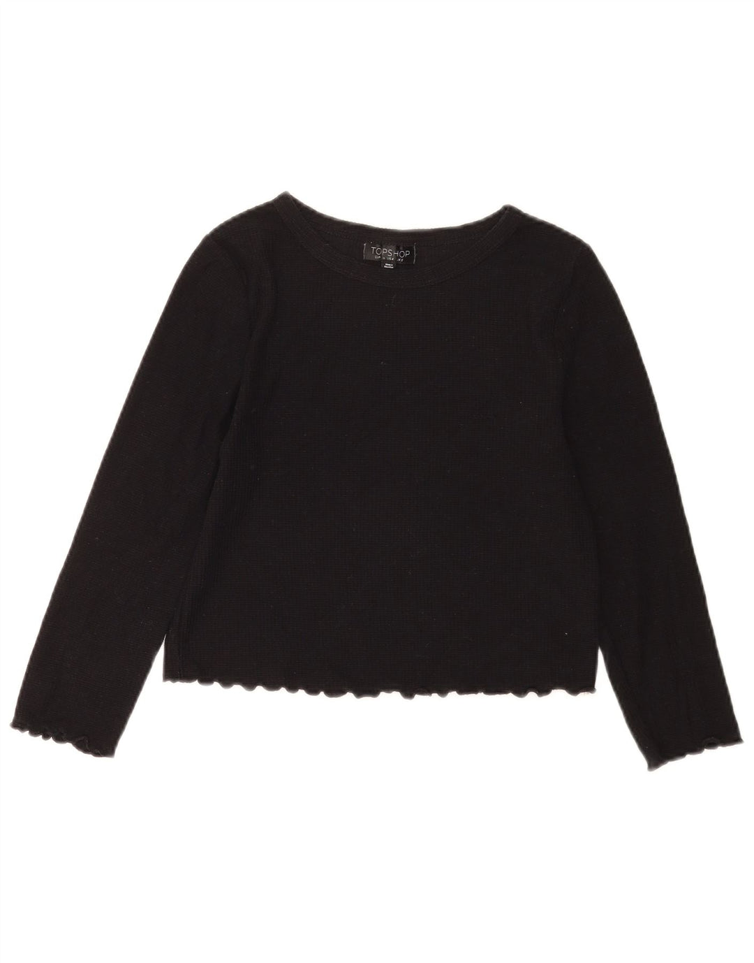 Topshop Dame Crop Bluse Top UK 8 Small Black Bomuld