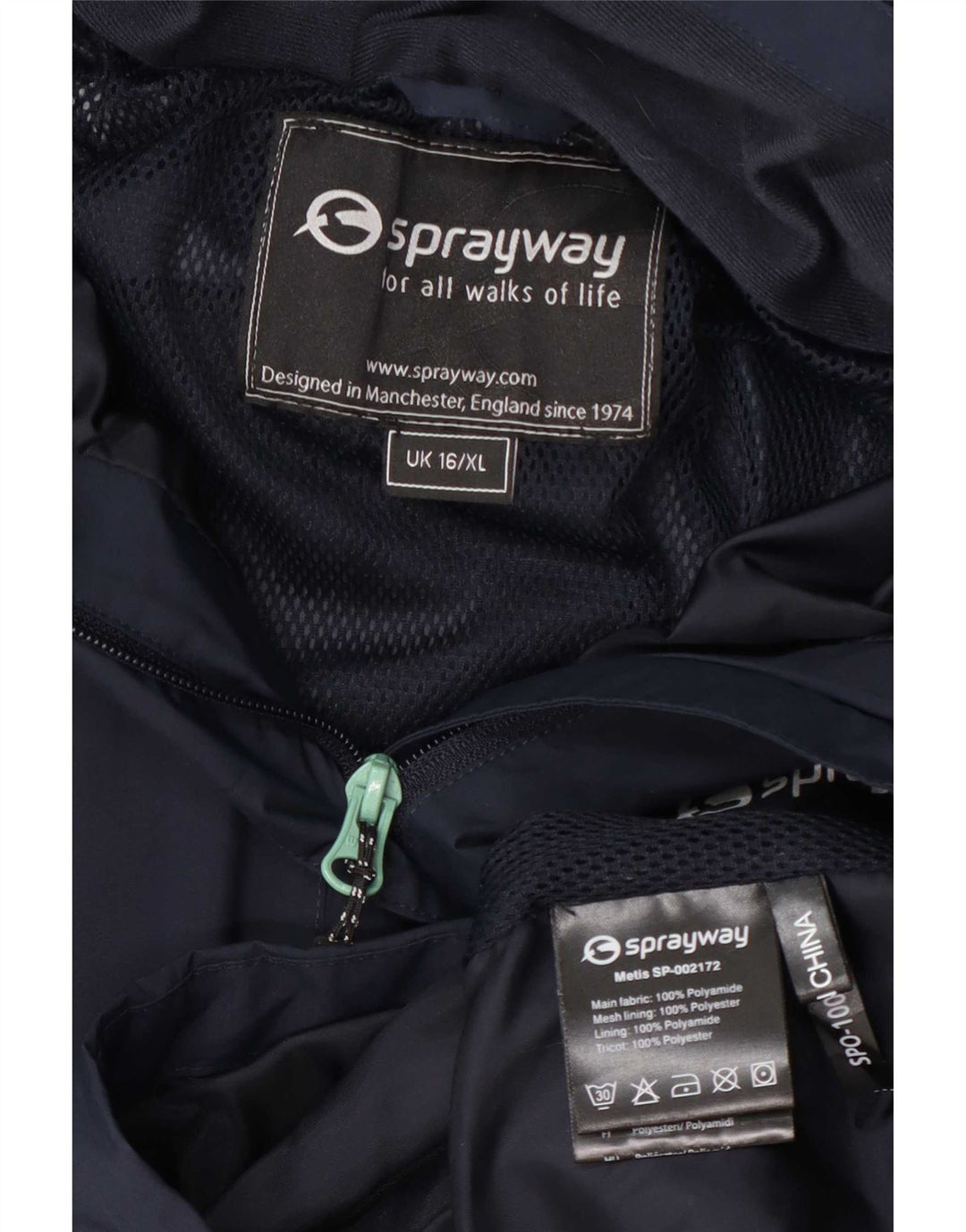 Sprayway Dame Hætte Regnjakke UK 16 Large Navy Blue Polyamide