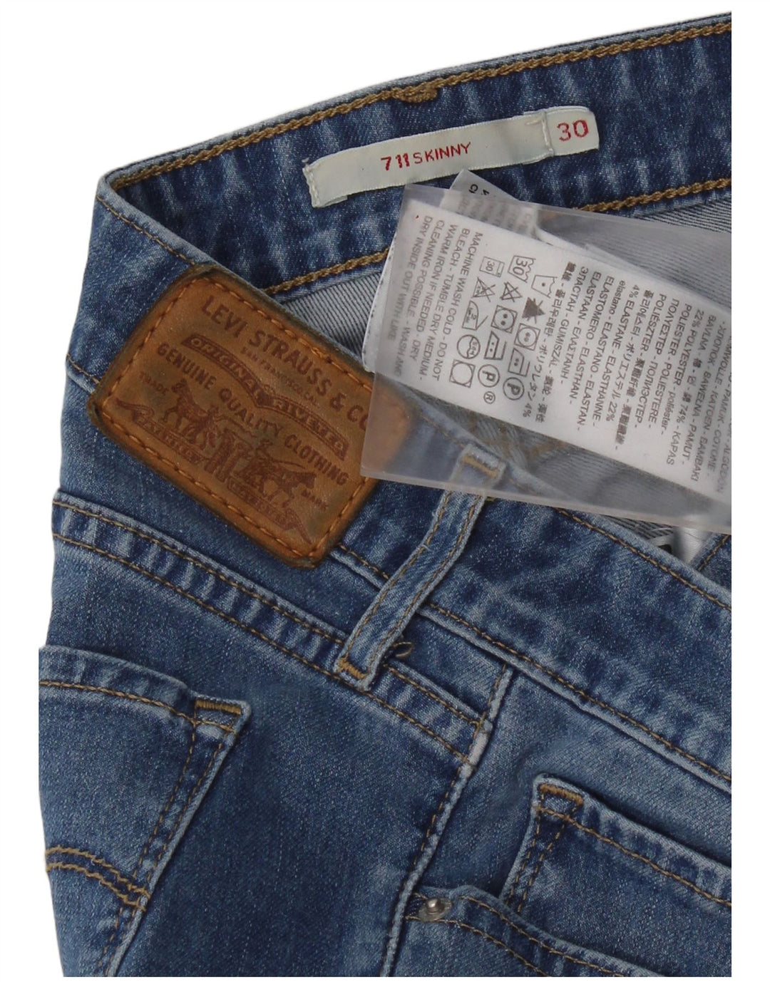 Levi's Dame 711 Skinny Jeans W30 L34 Blå Bomuld